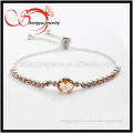 Charming platinum plated bracelet with colored stone pandent